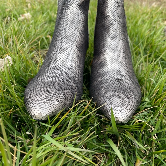 New Parry Dolce Vita Silver Sequin Booties Sz 10 - Picture 5 of 8